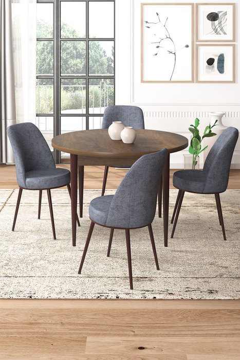 Hanah Home Tor - Baroque, Fume Juego de mesa y sillas de 5 piezas